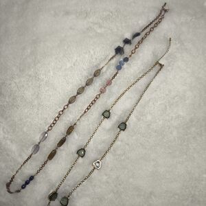 Lot Of 2 Gold and Silver Tones Long Necklace Set with Delicate Chains